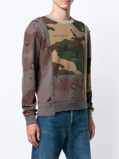 Shop Off-white Reconstructed Camouflage-print Sweatshirt In Brown