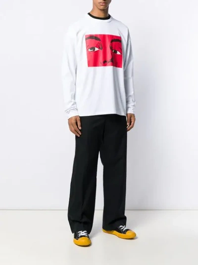 Shop Jw Anderson Graphic Print Long-sleeved T-shirt In White