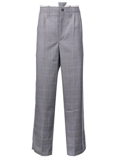 Shop Camiel Fortgens Checked Wide-leg Trousers - Grey