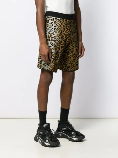 Shop Versace Leopard Jacquard Shorts In Neutrals