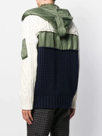 Shop Sacai Cable Knit Ma-1 Jacket In Green