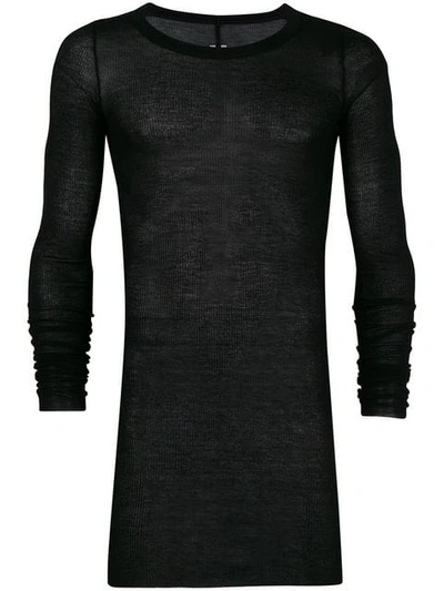 Shop Rick Owens Draped Long Sleeve T-shirt In Black