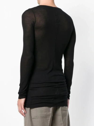 Shop Rick Owens Draped Long Sleeve T-shirt In Black