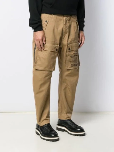 Shop Dsquared2 Script Print Utility Trousers In Brown