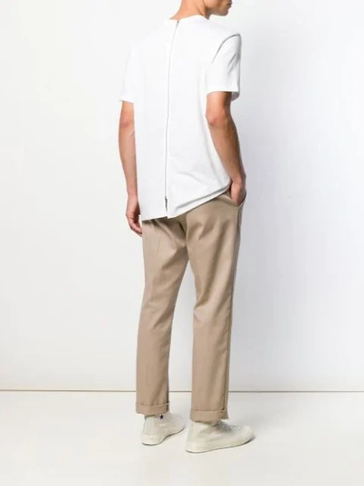 Shop Comme Des Garçons Shirt Zip-up Crew-neck T-shirt In White
