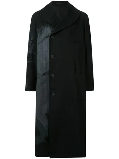 Shop Yohji Yamamoto Off-centre Buttoned Coat In Black