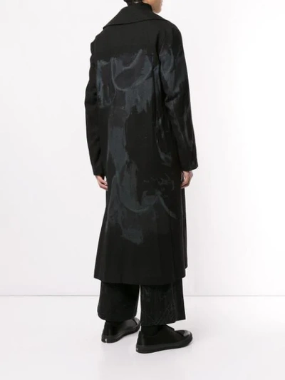 Shop Yohji Yamamoto Off-centre Buttoned Coat In Black