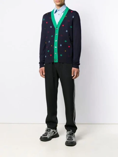 Shop Gucci All-over-symbols Cardigan In Blue