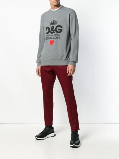 Shop Dolce & Gabbana Royal Love Printed Sweatshirt In Grey
