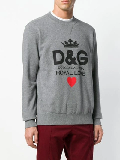 Shop Dolce & Gabbana Royal Love Printed Sweatshirt In Grey