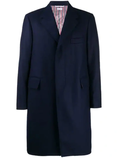 Shop Thom Browne Single-breasted Coat In Blue