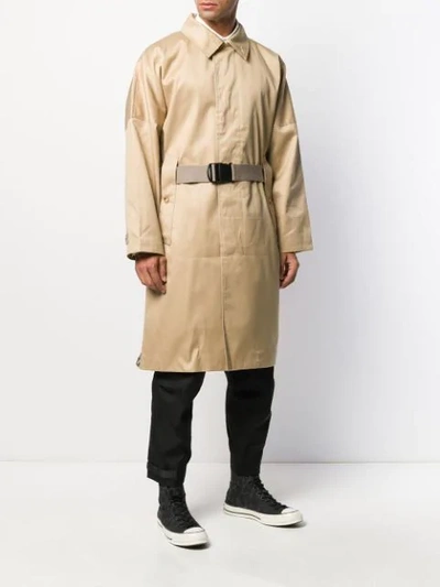 Shop Poliquant Dropped Shoulder Trench Coat In Neutrals