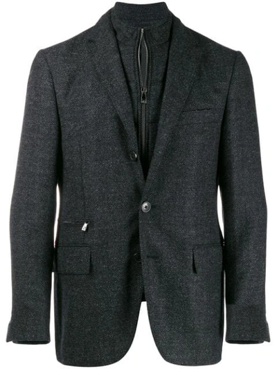 Shop Corneliani Layered Zip-up Blazer In Grey