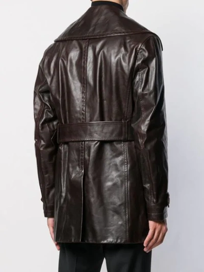 Shop Dolce & Gabbana Leather Trench Coat In Brown