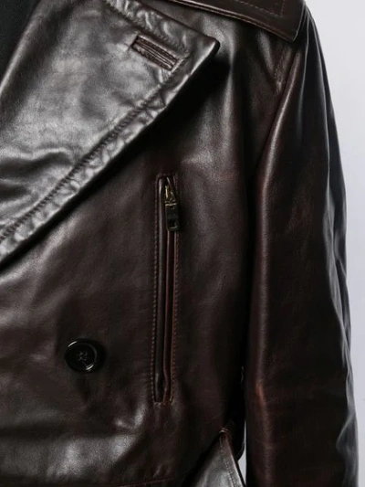 Shop Dolce & Gabbana Leather Trench Coat In Brown