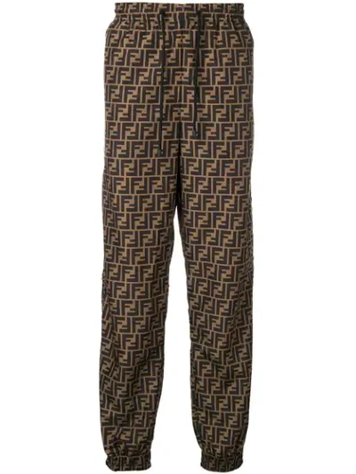 Shop Fendi Ff Logo Track Pants In Green