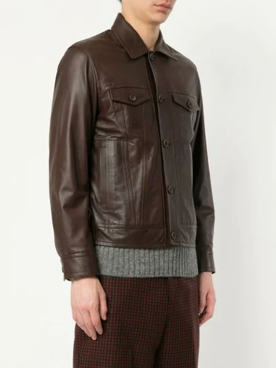 Shop Tomorrowland Buttoned Leather Jacket - Brown