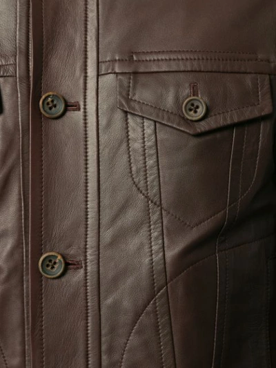 Shop Tomorrowland Buttoned Leather Jacket - Brown