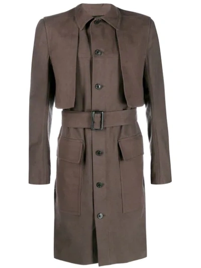 Shop Rick Owens Single-breasted Trench Coat In Neutrals