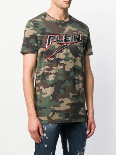 Shop Philipp Plein Camouflage-print T-shirt In Green