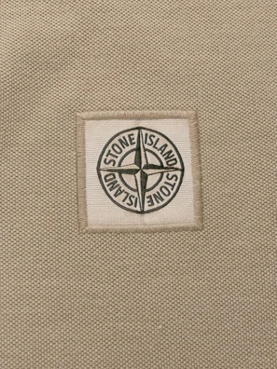 Shop Stone Island Logo Polo Shirt In Neutrals