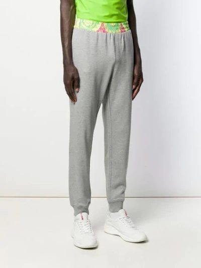 Shop Versace Barocco-print Panel Sweatpants In Grey