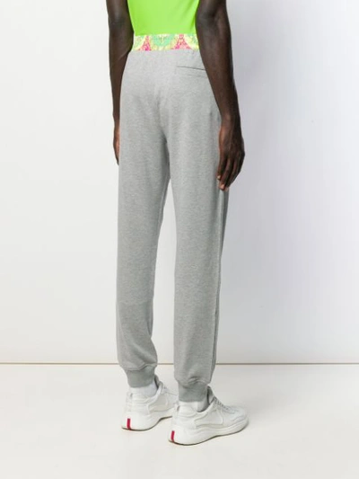 Shop Versace Barocco-print Panel Sweatpants In Grey