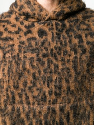 Shop Laneus Leopard Print Hoodie In Brown