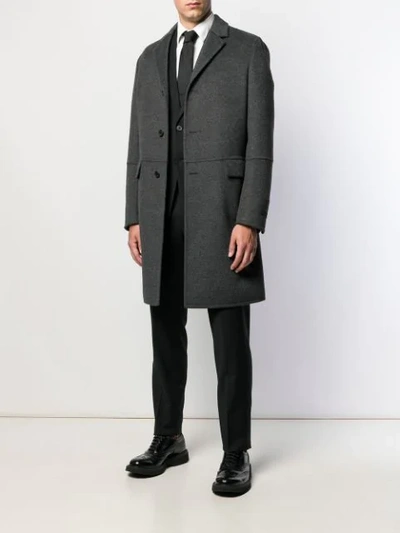 Shop Prada Single-breasted Over Coat In Ardesia