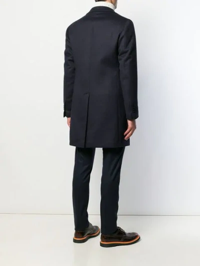 Shop Tagliatore Straight Fit Tailored Coat In Blue