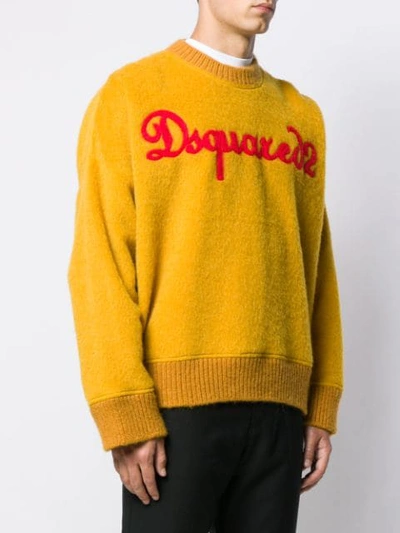 Shop Dsquared2 Oversized Logo Jumper In Yellow