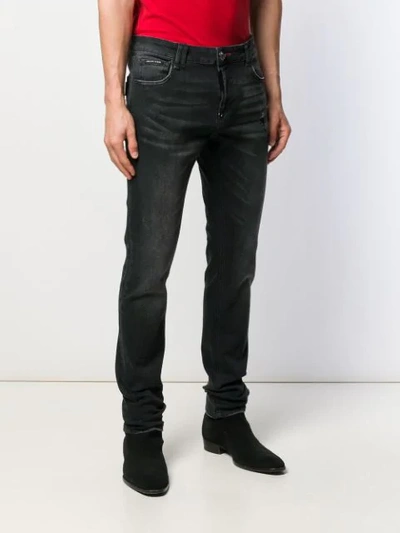 Shop Philipp Plein Slim Fit Statement Jeanss In Black