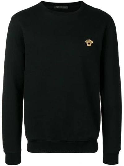 Shop Versace Jeans Medusa Logo Sweatshirt In Black