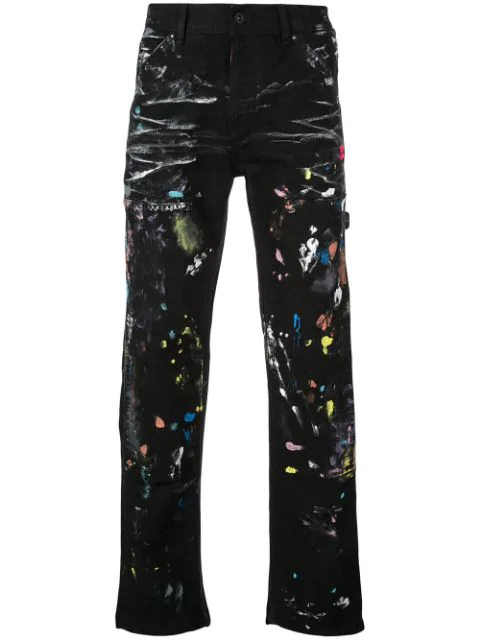 off white paint splatter pants