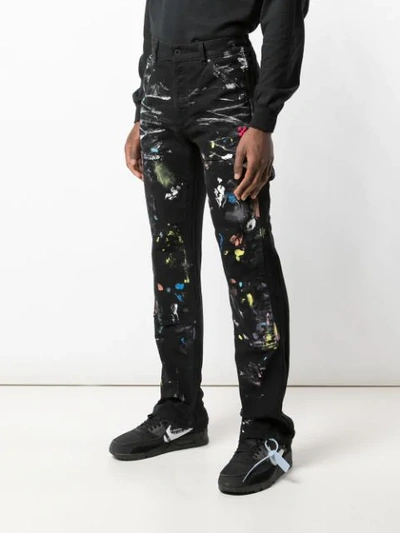 Shop Off-white Painted Carpenter Jeans In Black ,multicolour