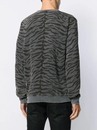 Shop Saint Laurent Animal-print Sweatshirt In Grey