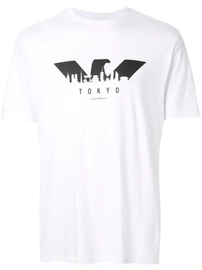 Shop Emporio Armani Contrast Logo T-shirt In White