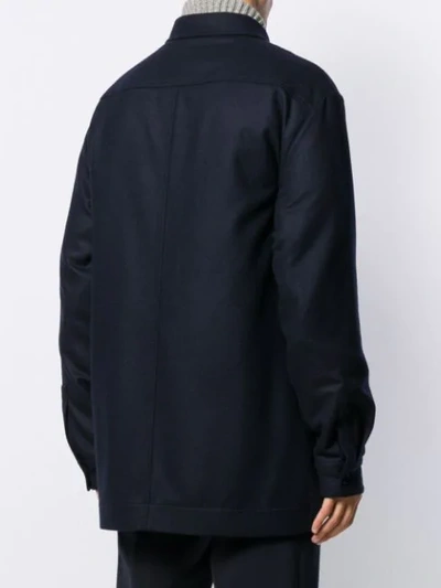 Shop Jil Sander Midi Shirt Jacket In 402 Blue Navy
