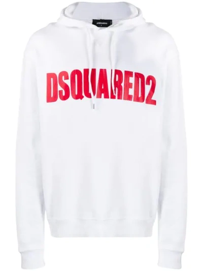 Shop Dsquared2 Logo Printed Hoodie In White
