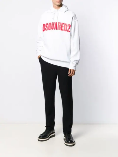 Shop Dsquared2 Logo Printed Hoodie In White