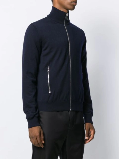 Shop Prada Zipped Sweater In Blue