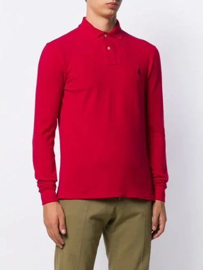 Shop Polo Ralph Lauren Embroidered Logo Polo Jumper In Red