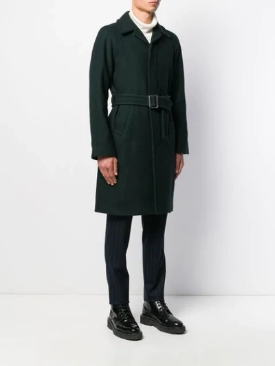 Shop Sandro Belted Coat In Green