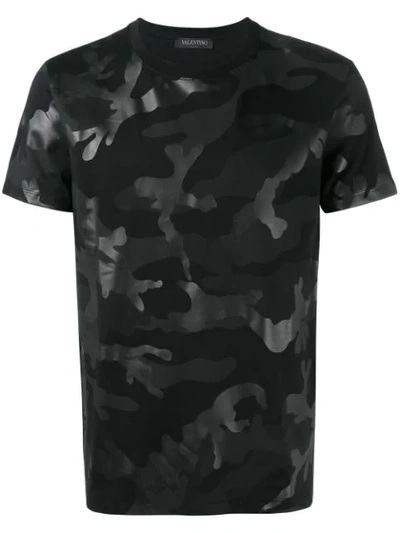 Shop Valentino Camouflage Print T-shirt In Black