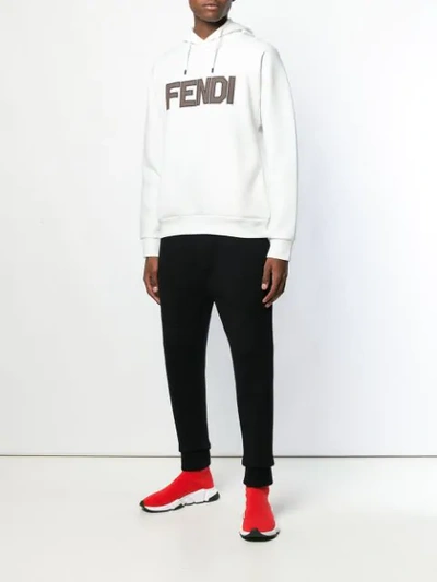 Fendi Logo Hoodie In White | ModeSens