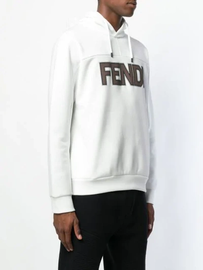 Shop Fendi Logo Hoodie In White