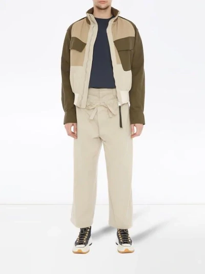 Shop Jw Anderson Drawstring Double Front Trousers In Neutrals