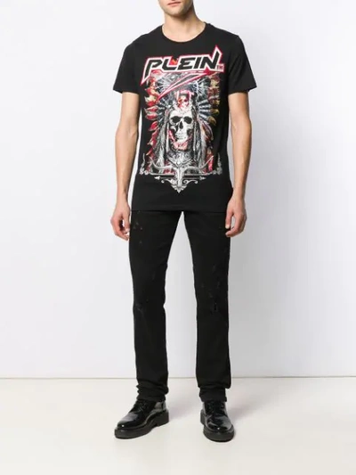 Shop Philipp Plein Cowboy Studded Skull T-shirt In Black