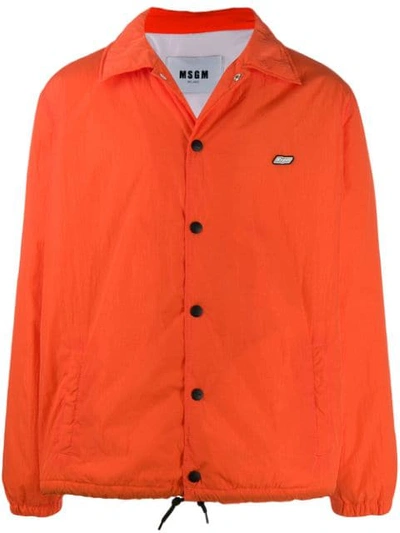 Shop Msgm Overshirt Patch Jacket In Orange