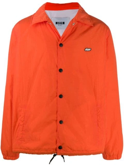 MSGM OVERSHIRT PATCH JACKET - 橘色